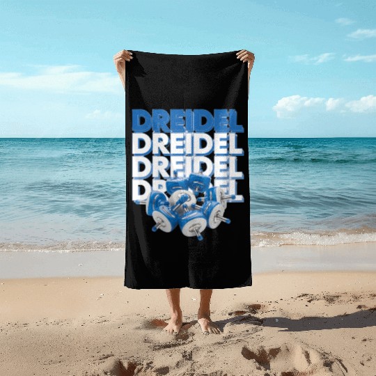 Spinning Dreidels Hanukkah Fun Beach Towels
