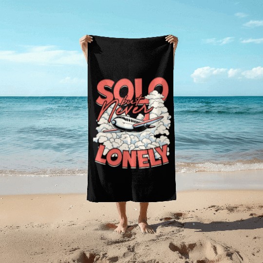 First Solo Flight Pilot Solo But Never Lonely Beach Towels
