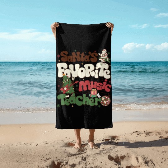 Music Teacher Christmas Beach Towels Santas Favorite