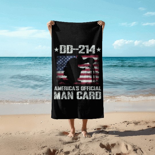DD-214 America's Official Man Card Veteran Pride Beach Towels