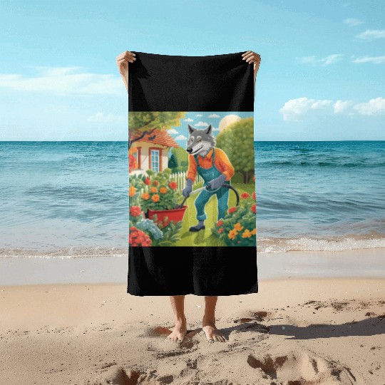 The Lone Wolf Tends His Garden Beach Towels
