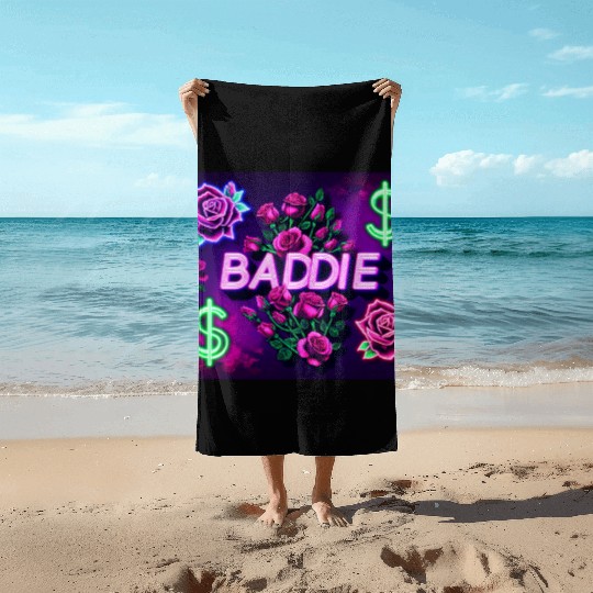 BADDIE in Neon Pink Beach Towels