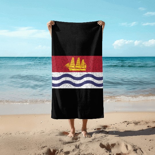 Flag of Bath city Maine State Beach Towels