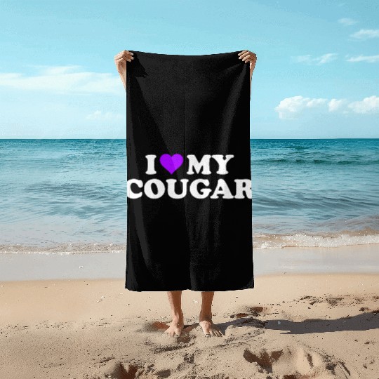 I Love Cougars Cougar Humor Valentine's Day 3BK4 Beach Towels