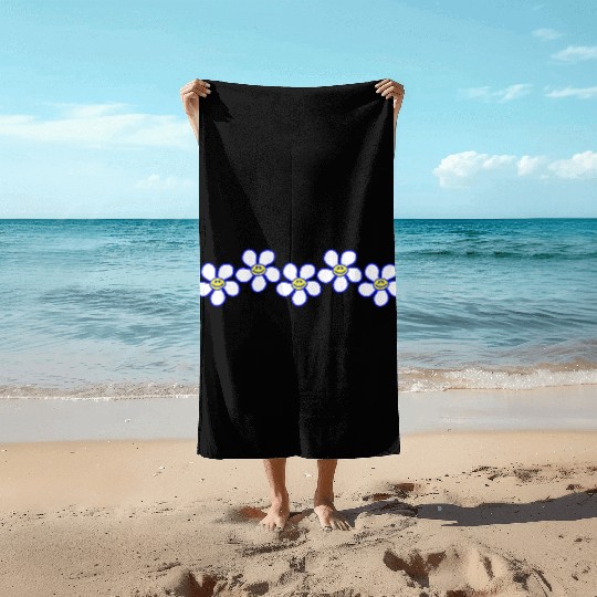 White Daisies Flowers Spring Summer Faces Funny Beach Towels