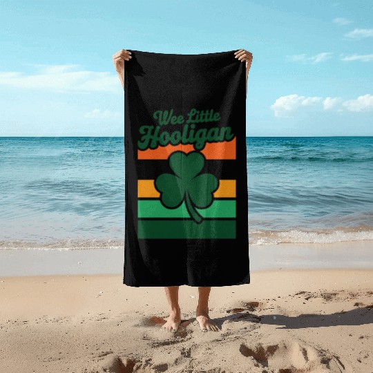 St Patricks Day Wee Little Hooligan Funny Beach Towels