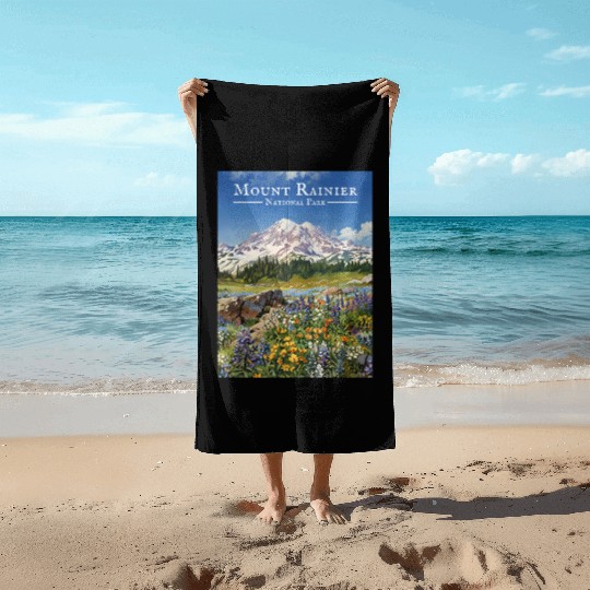 Mount Rainier Paradise Meadows Beach Towels