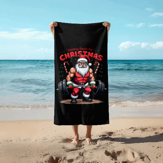 Santa Workout Mode Beach Towels