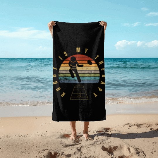 Rugby Is My Therapy Funny Rugby Player Beach Towels