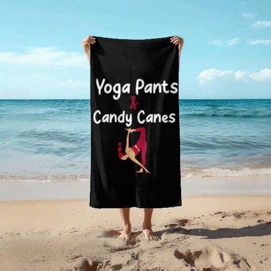 Yoga Pants & Candy Canes Christmas Yoga Beach Towels