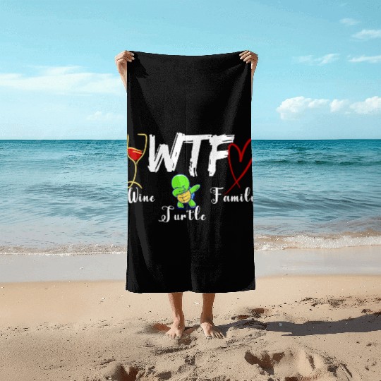 WTF Wine Turtle Family Beach Towels