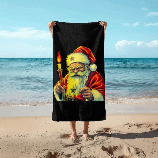 Gothic Mystic Santa Art Beach Towels