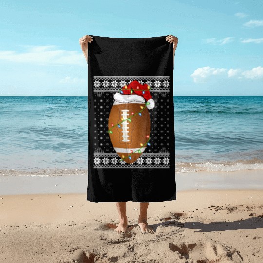 Rugby Player Ugly Christmas Beach Towels
