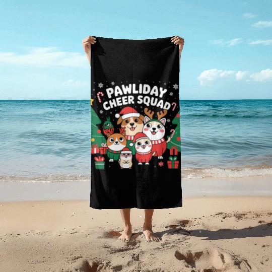 Pawliday Cheer Squad - Festive Pet Lover Christmas Beach Towels