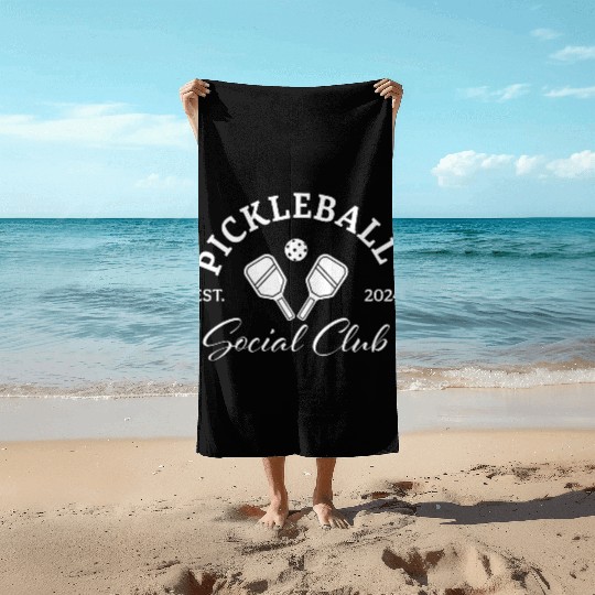 Pickleball Soociial Clubb Established 2024 Beach Towels