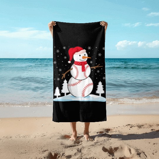 Baseball Snowman Beach Towels