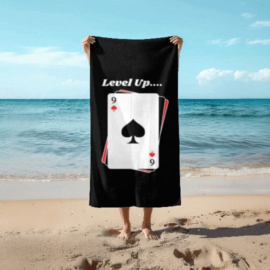 BLACK Men Beach Towels For Game Card lovers - LEVEL UP