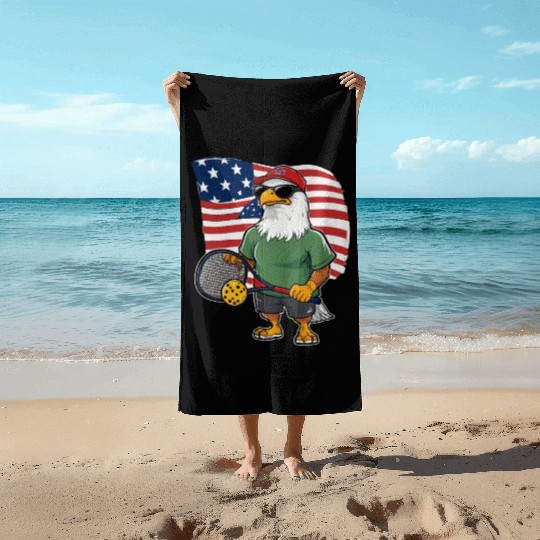 US Flag Pickleball Eagle Beach Towels