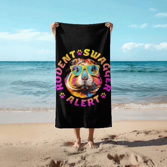 RODENT SWAGGER ALERT - FUNNY GUINEA PIG LOVER GIFT Beach Towels