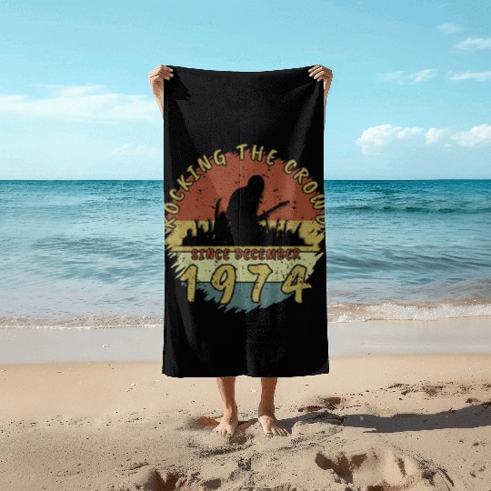 50th birthday Rocking this planet GIT 12/1974 Beach Towels