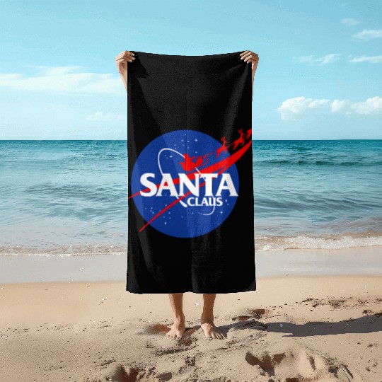 Santa claus funny parody nasa Beach Towels
