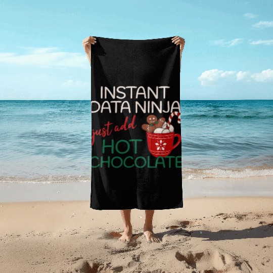 Data Ninja xmas hot Chocolate Christmas Beach Towels