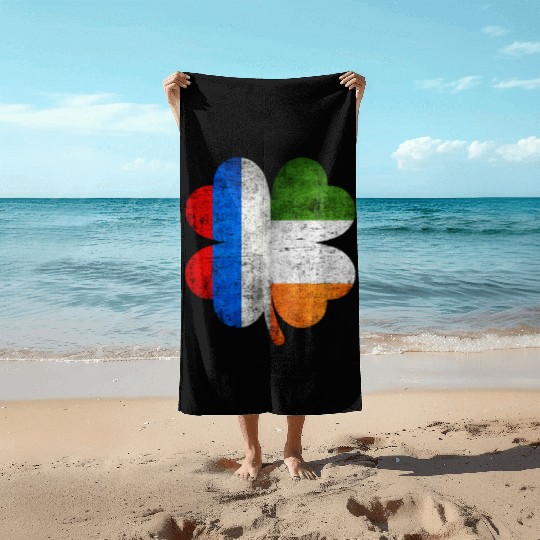Russian Irish Shamrock Russia Ireland Flag Beach Towels