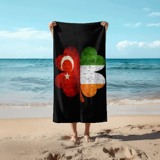 Turkish Irish Shamrock Turkey Ireland Flag Beach Towels