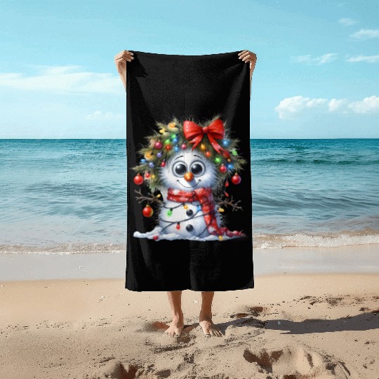 Christmas Merry Christmas For Gift Snowman Beach Towels