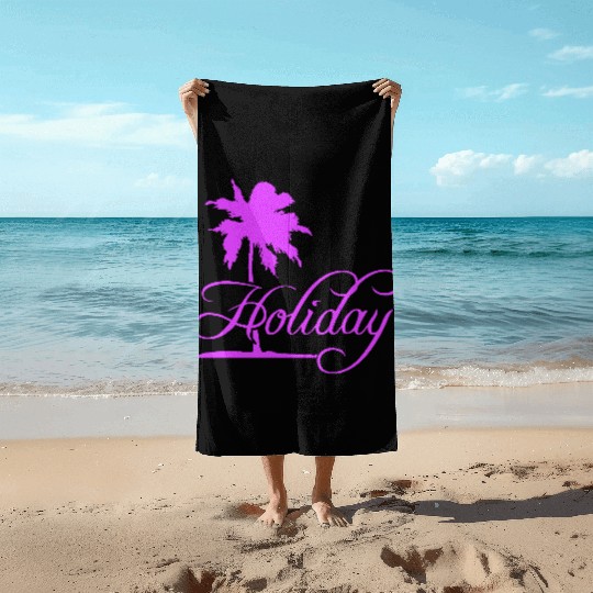 Holiday Palm Text Saying Vacation Relax Travel Fun Beach Towels