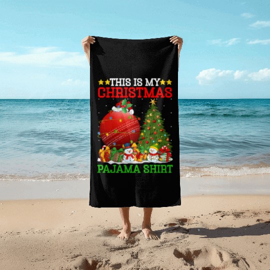 Cricket Ball Christmas Tree Lights Beach Towels