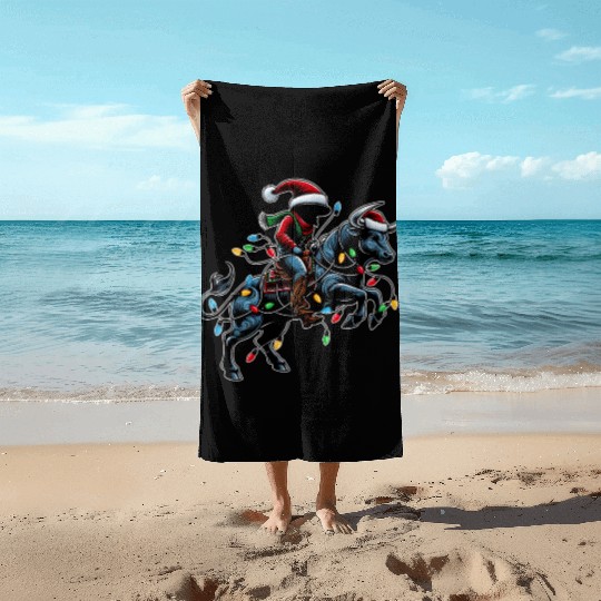 Rodeo Barrel Racer Barrel Racing Christmas Hat Beach Towels