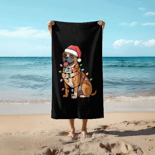 Cane Corso Christmas Lights Xmas Dogs Gifts Beach Towels