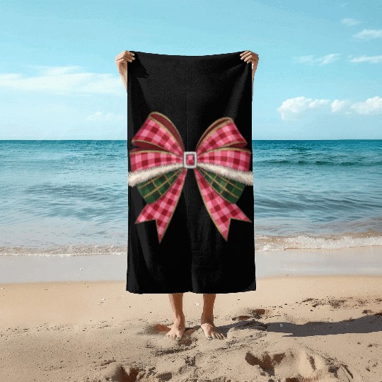 Christmas Coquette Bow, Christmas Beach Towels