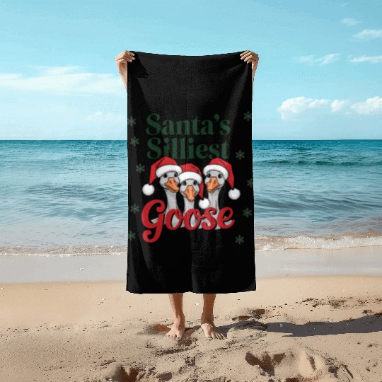 Cute Christmas, Santa Claus Funny Christmas Beach Towels