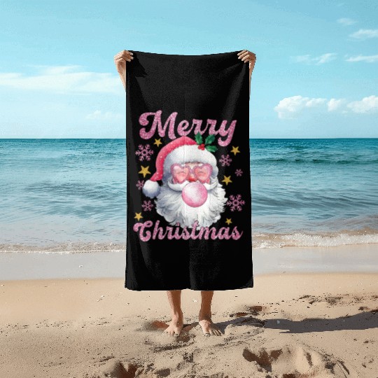 Merry Christmas, Christmas Vingtage, Preppy Santa Beach Towels