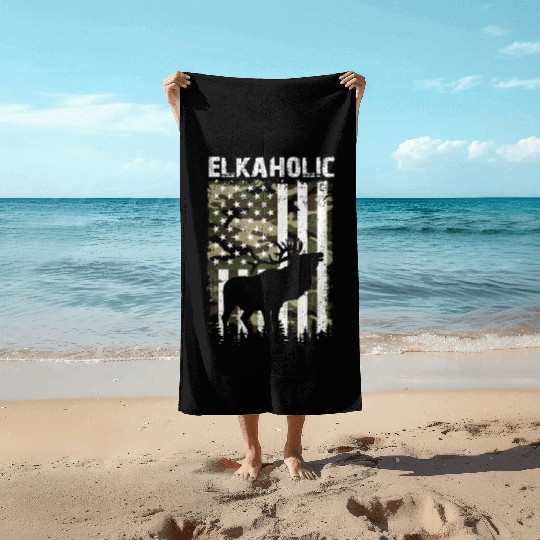 Elk Hunting Elkaholic Hunters Beach Towels