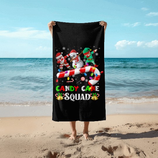 Dabbing Santa Elf Snowman Candy Cane Christmas Beach Towels