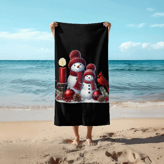 Snowman Christmas, Funny Snowman Beach Towels