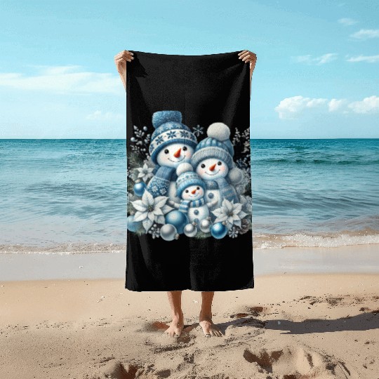Snowman Christmas, Merry Christmas Beach Towels