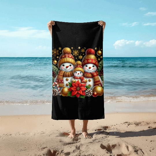 Snowman Christmas, Merry Christmas Beach Towels
