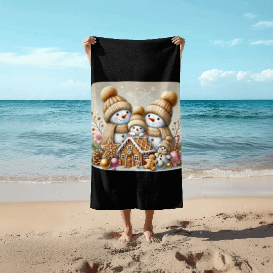 Snowman Christmas, Merry Christmas Beach Towels