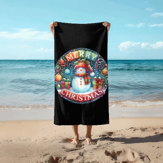 Merry Christmas, Christmas Retro Beach Towels