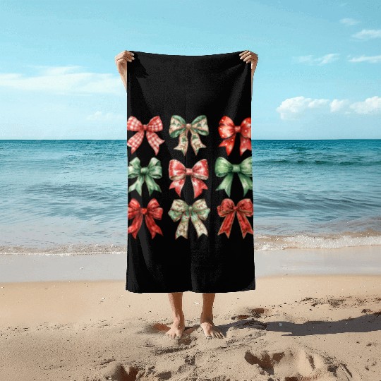 Christmas Coquette Bow, Cute Christmas Beach Towels