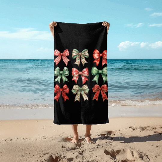 Christmas Coquette Bow, Cute Christmas Beach Towels