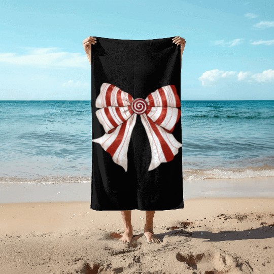 Christmas Coquette Bow, Cute Christmas Beach Towels
