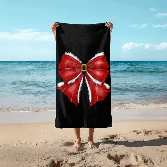 Christmas Coquette Bow, Cute Christmas Beach Towels