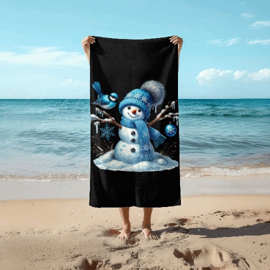 Snowman Christmas, Funny Snowman Beach Towels