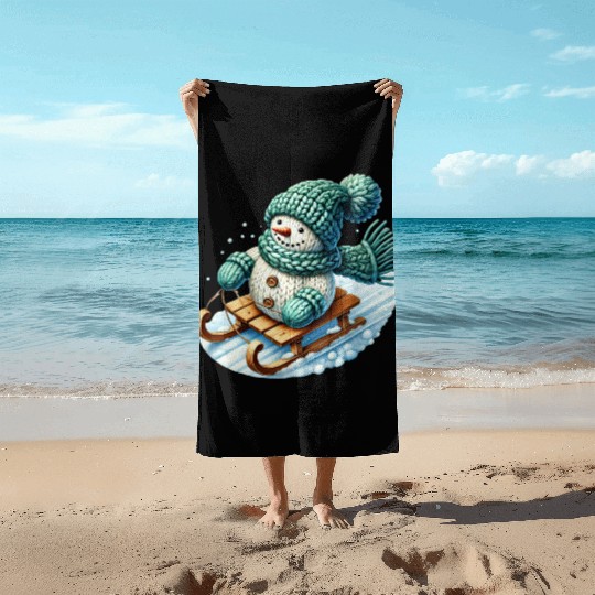 Snowman Christmas, Merry Christmas, Cute Beach Towels