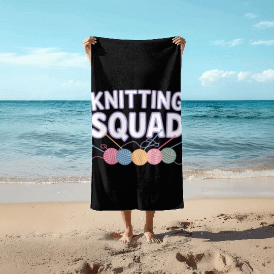 Yarn and Needle Knitting Circle Creative Icon Beach Towels